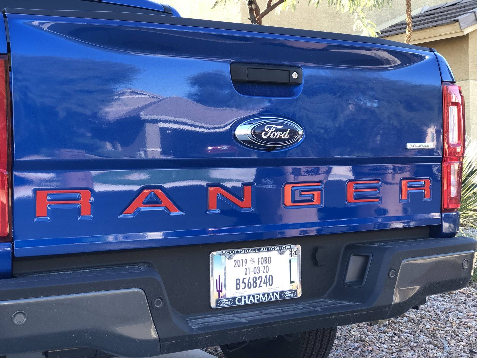 Ford Ranger Red Tailgate Lettering on Lightning Blue E0881E83-FCB2-4197-A564-CE69449A1E02