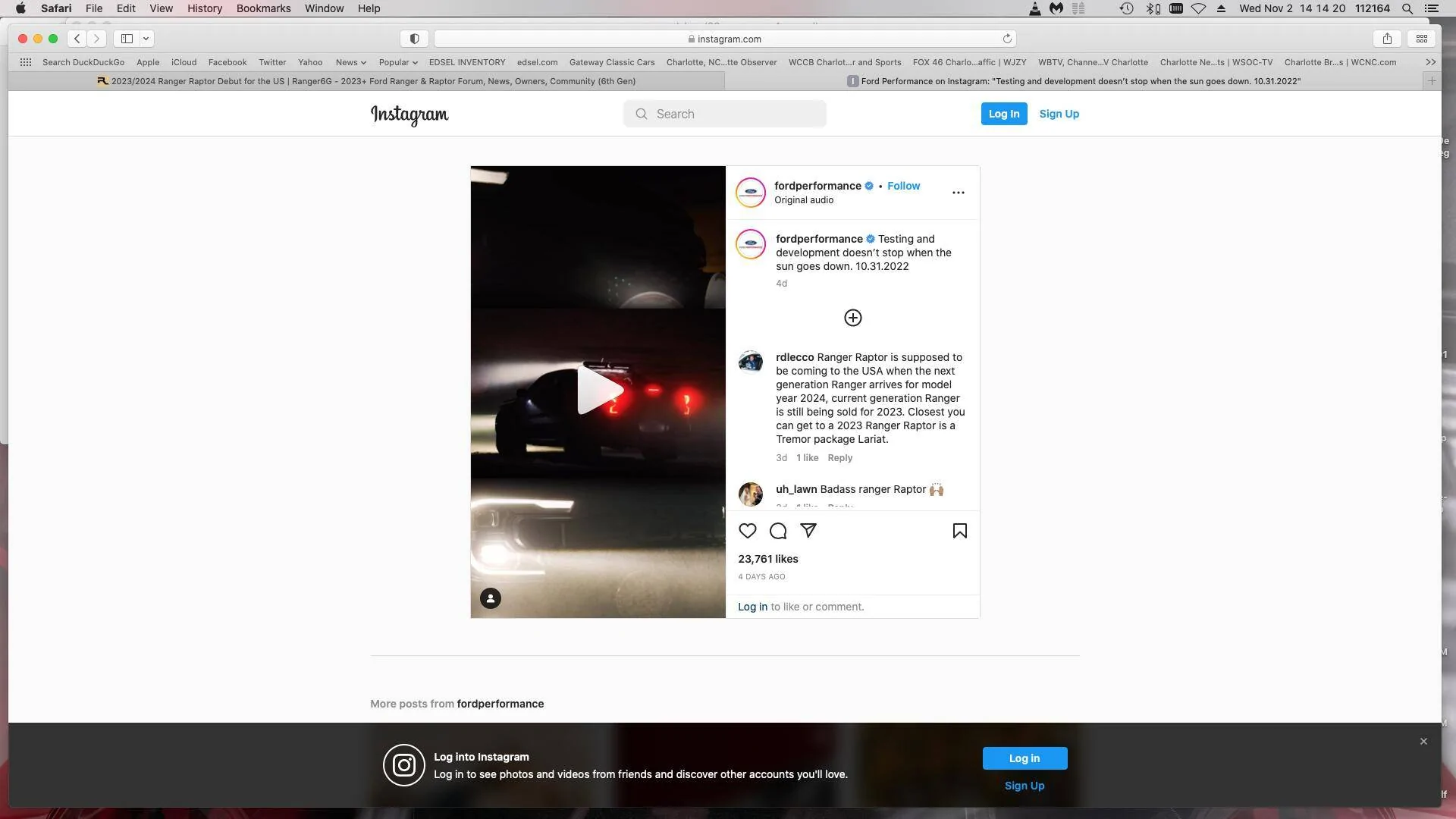 Ford Ranger 2023/2024 Ranger Raptor Debut for the US Screen Shot 2022-11-02 at 2.14.20 PM