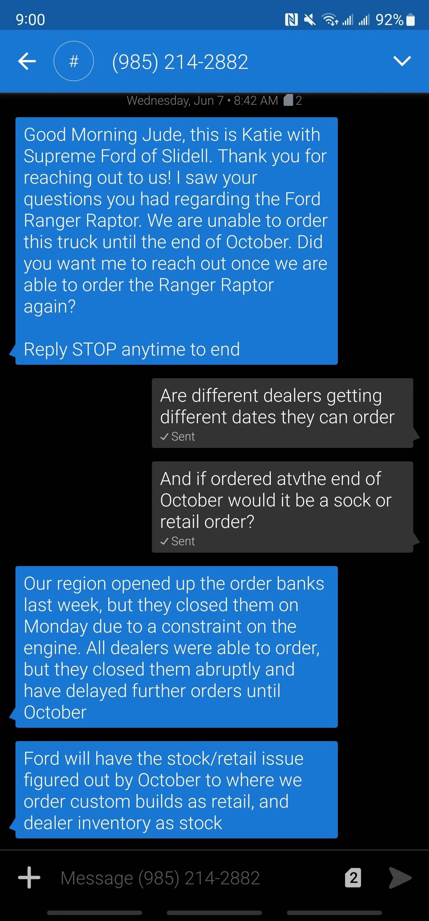 Ford Ranger Are order banks closed? Screenshot_20230607_090020_Textra