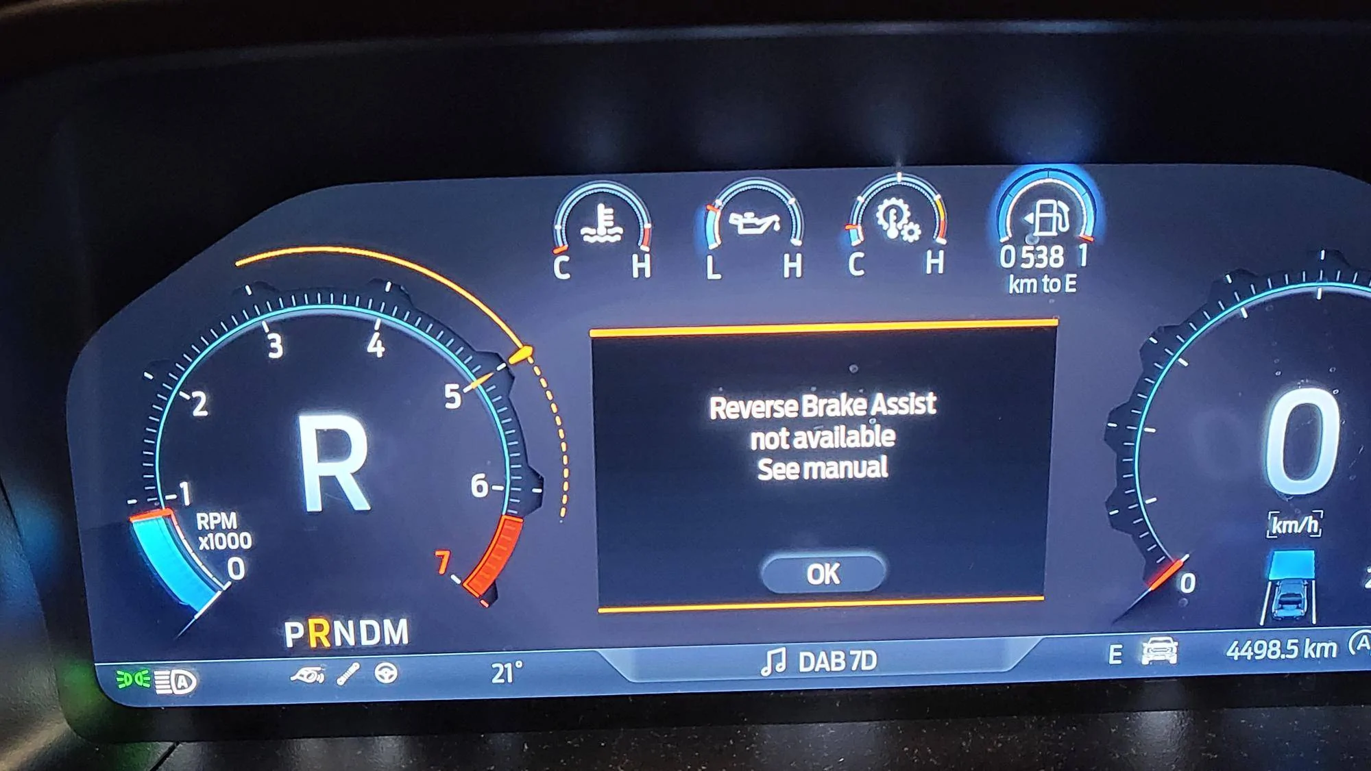 Ford Ranger Reverse brake assist not available 20230616_090102