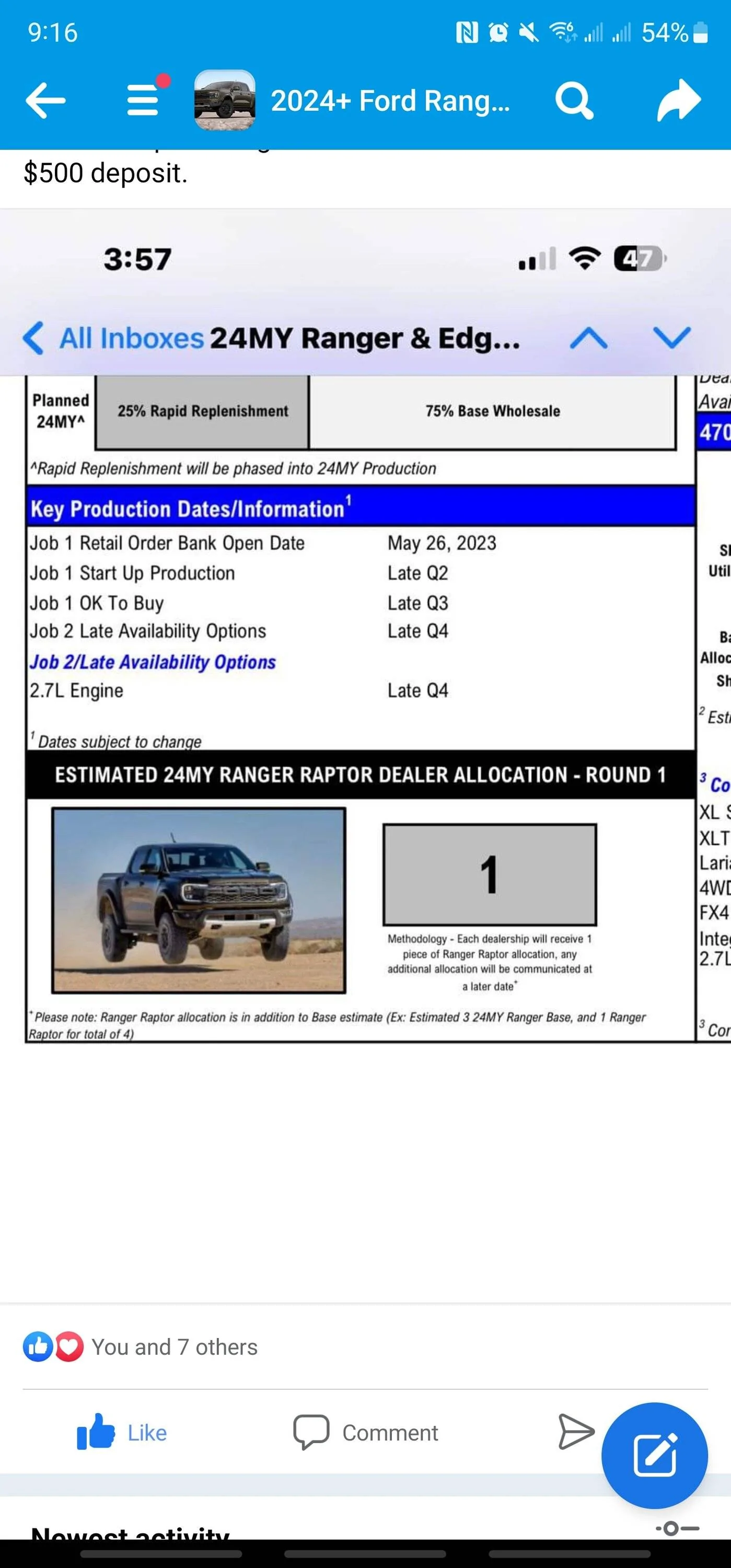 Ford Ranger 2024 Ranger Production Scheduling Resumes July 20th Screenshot_20230626_211601_Facebook