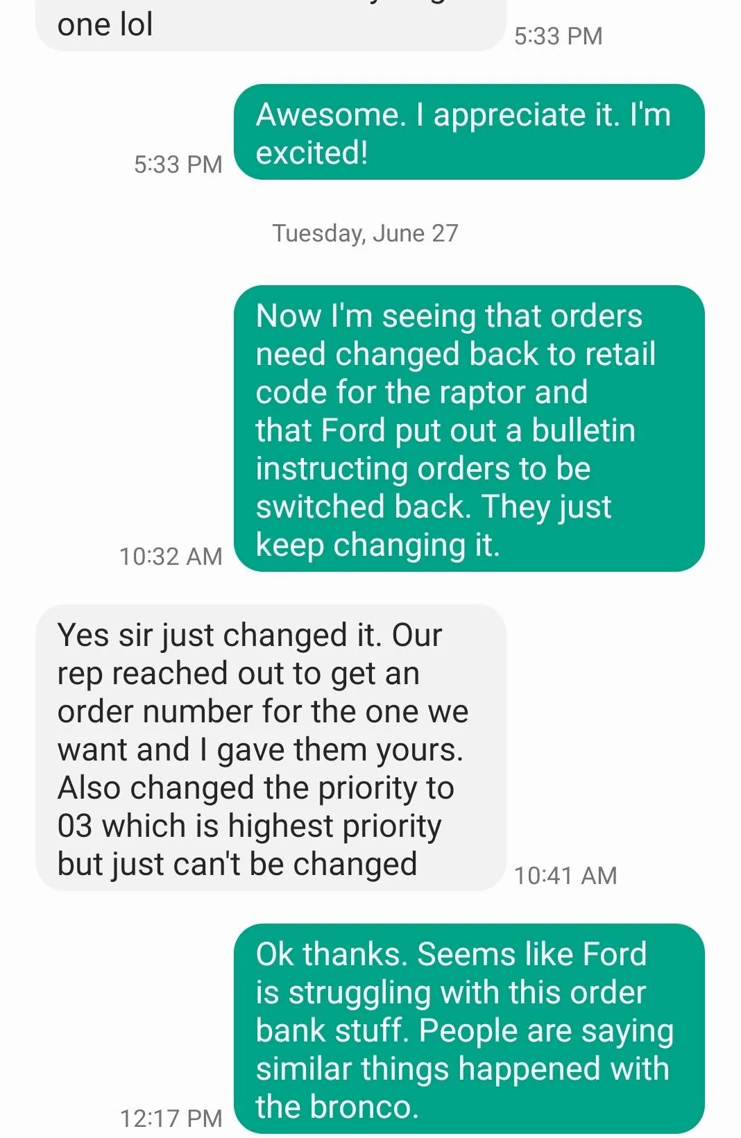 Ford Ranger 2024 Ranger Production Scheduling Resumes July 20th SmartSelect_20230627_150255_Messages