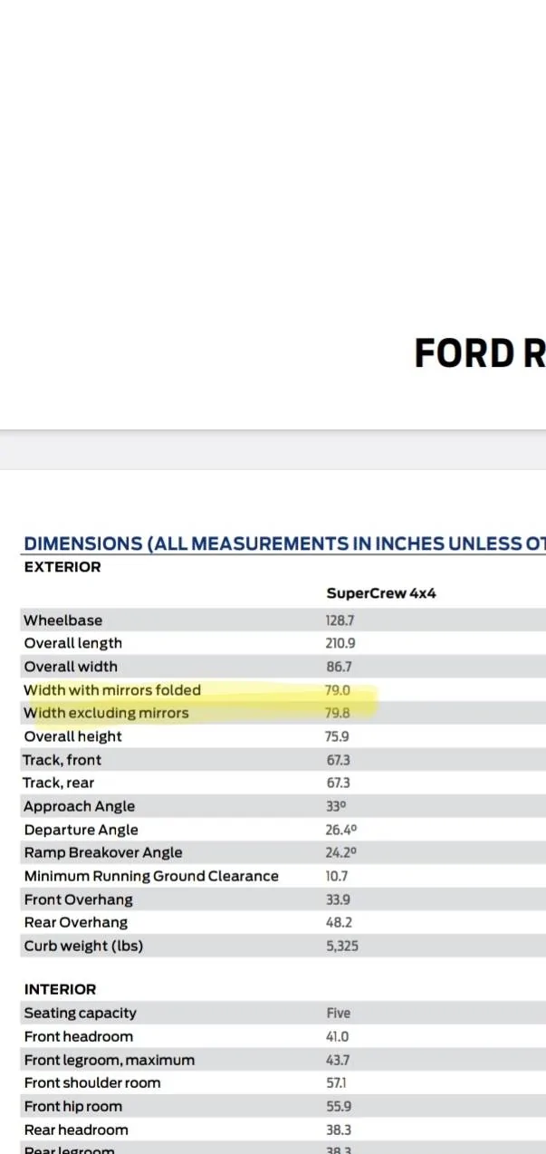Ford Ranger Will the Ranger Raptor fit on one side of a standard 2 car garage? Screenshot_20230702_110303_Driv