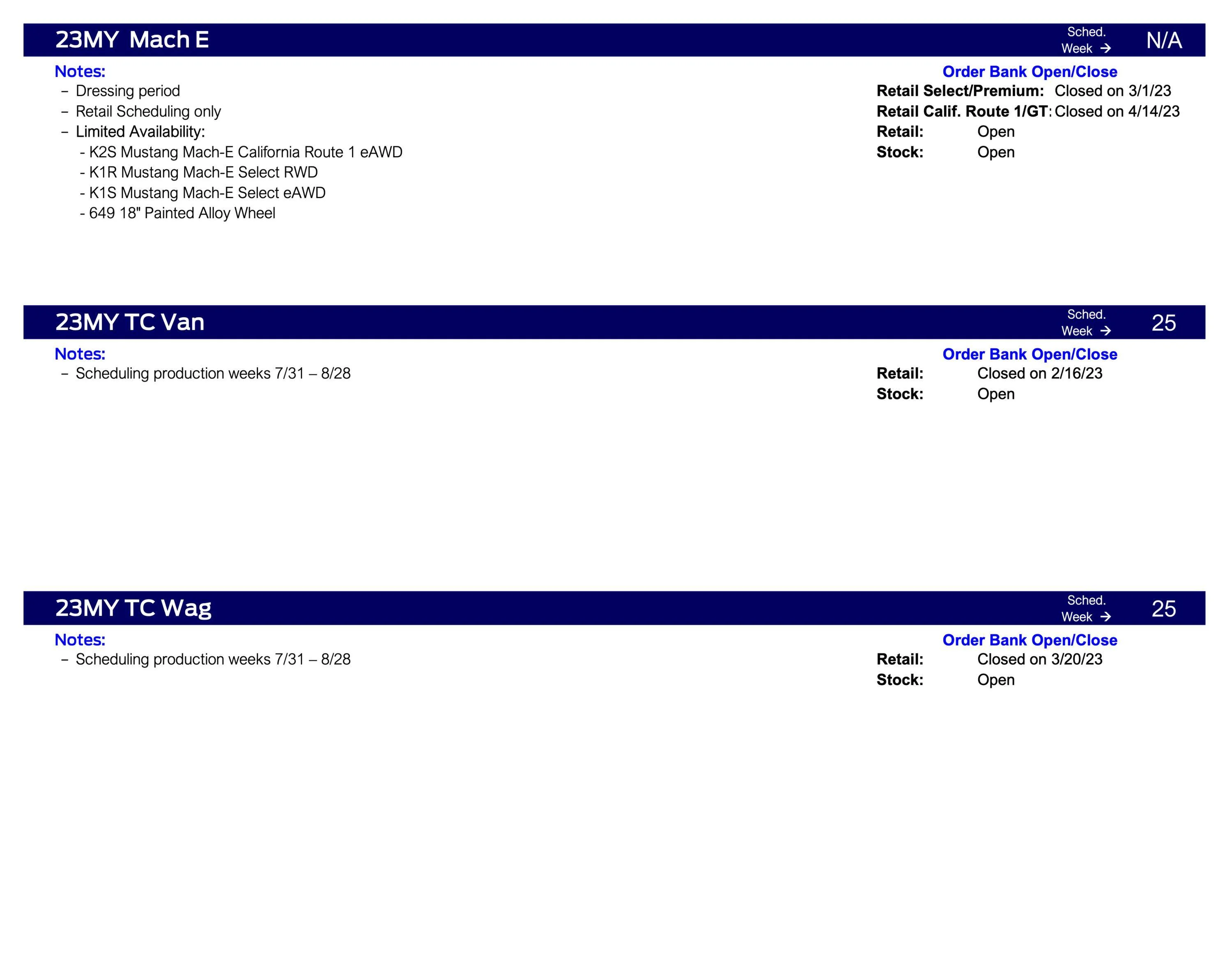 Ford Ranger 2024 Ranger Raptor Scheduling Only This Week (7/13/23) for Production Weeks 9/4 - 9/25 Ford Scheduling Information - 7.10.23-5