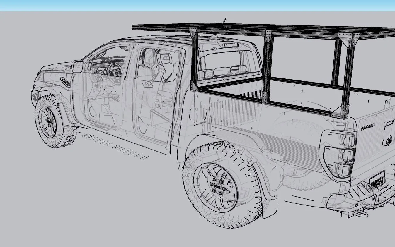 Ford Ranger My Custom Monolithic 8' Bed Rack extrusion_rack_v1_p2