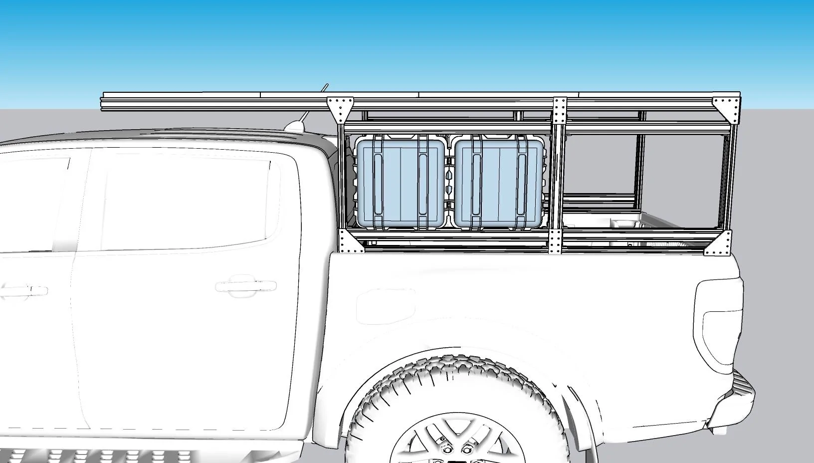 Ford Ranger My Custom Monolithic 8' Bed Rack extrusion_rack_v1_p4