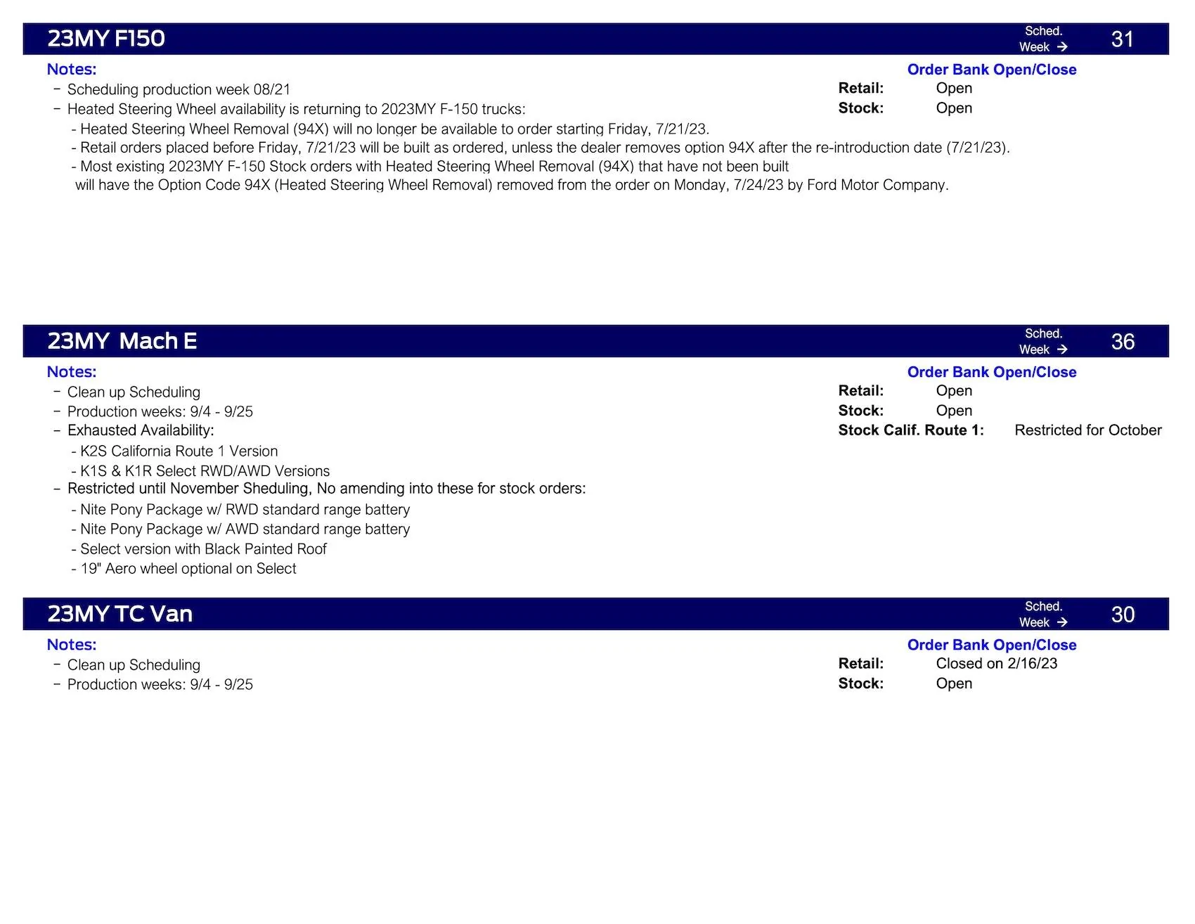 Ford Ranger No Ranger Scheduling This Week (7/27/23) Except 7/24 Special Commit Scheduling for Raptors Ford Scheduling Information - 7.24.23-5