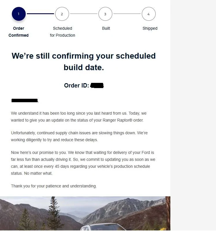 Ford Ranger Not the email I wanted, but I got an email fordupdat