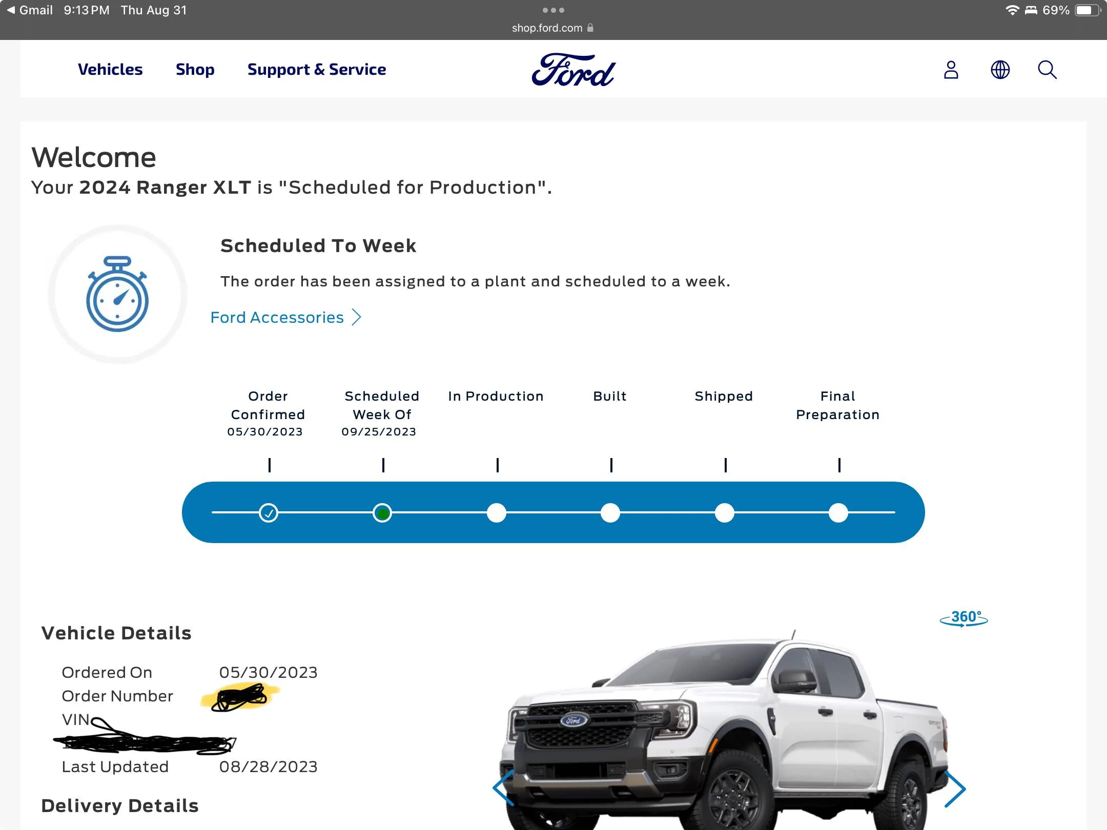 Ford Ranger Order Date - Build Date IMG_0077