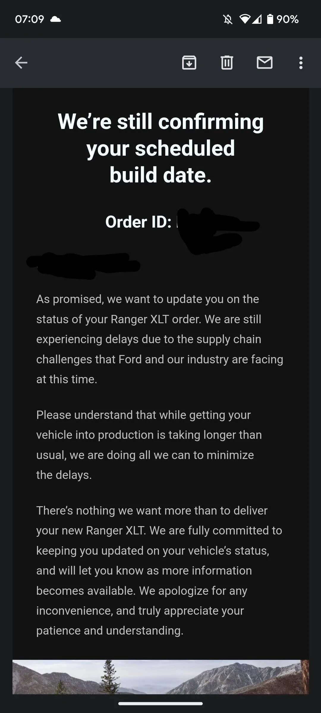 Ford Ranger My latest order email from Ford. Screenshot_20230904-070911