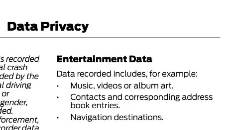 Ford Ranger 2024 Ranger Owner's Manual Now Available [PDF] data privacy