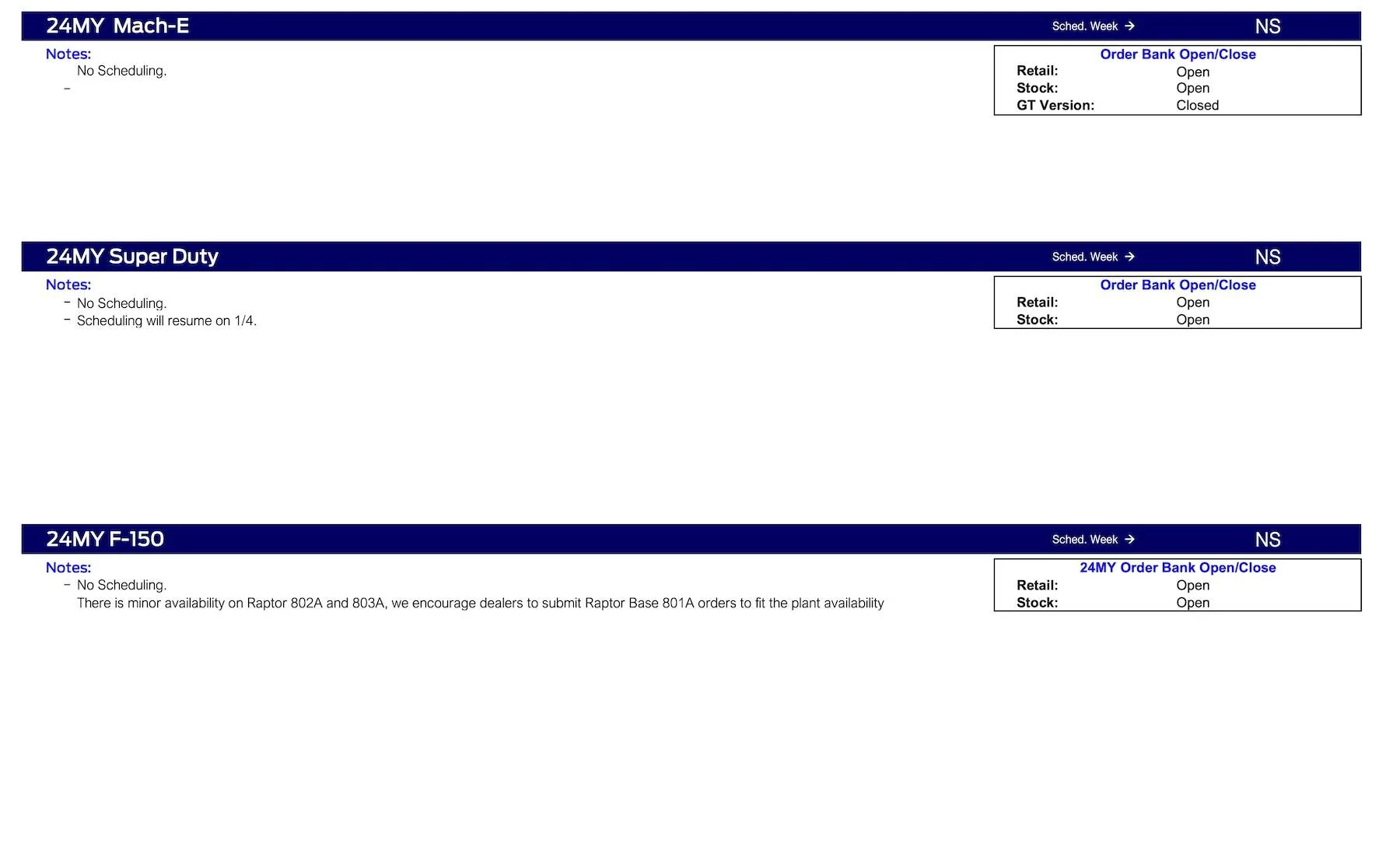 Ford Ranger 2024 Ranger No Scheduling This Week (12/21/23) Ford Scheduling Notes - 12.18.23-4