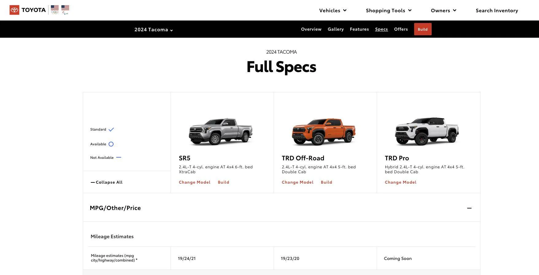 Ford Ranger 2024 Ranger MPG (EPA) Fuel Economy Numbers Released! Screenshot 2023-12-28 at 8.53.48 AM
