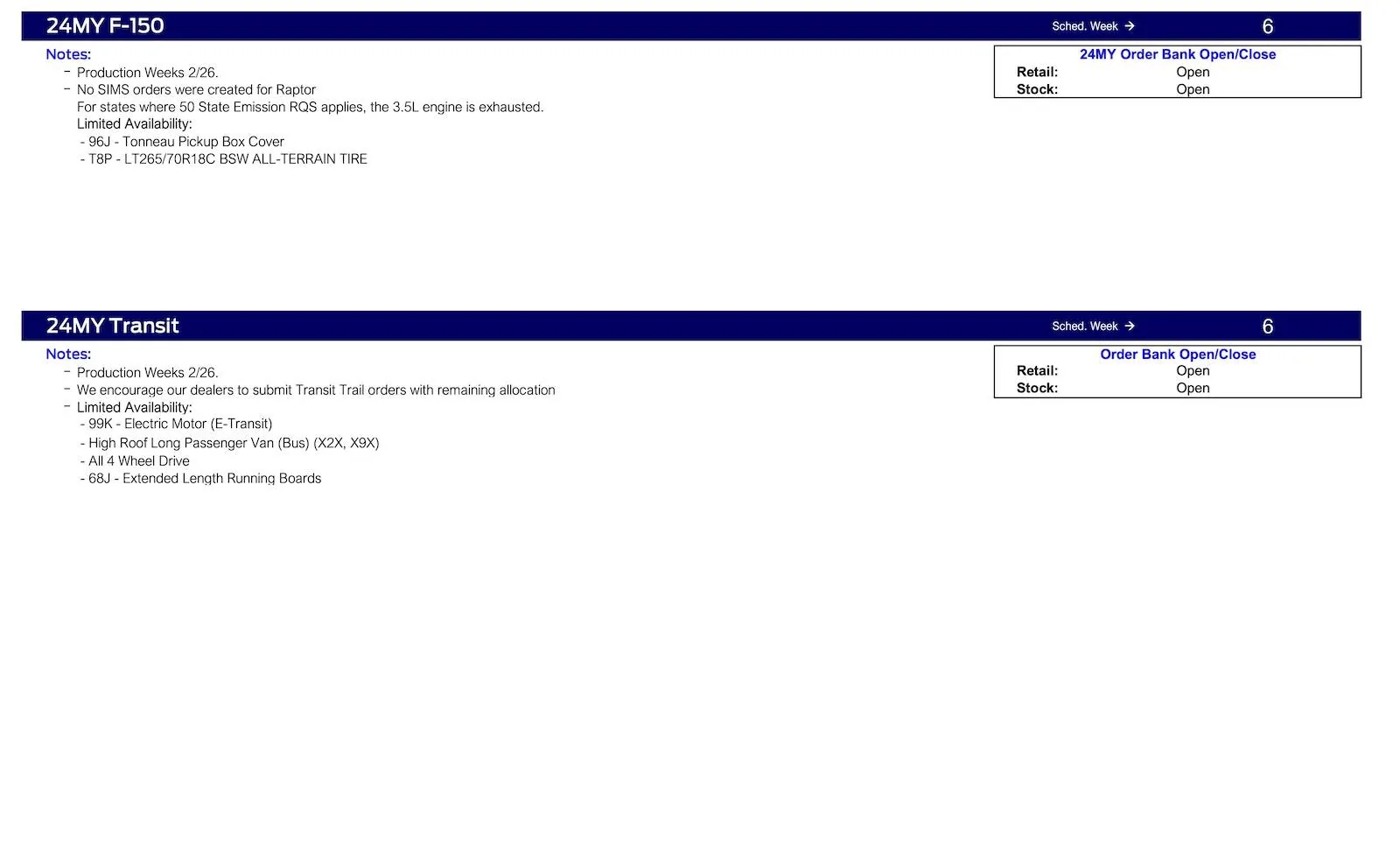 Ford Ranger 2024 Ranger Not Scheduling This Week (1/11/24) Ford Scheduling Notes - 1.8.24-5