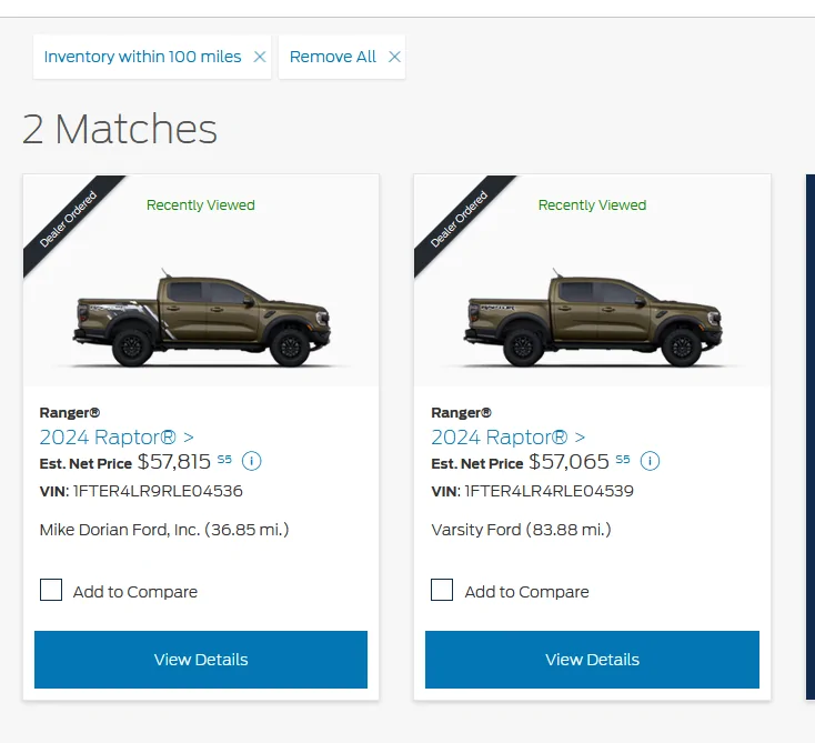 Ford Ranger 2 Raptors available? 1705506377963