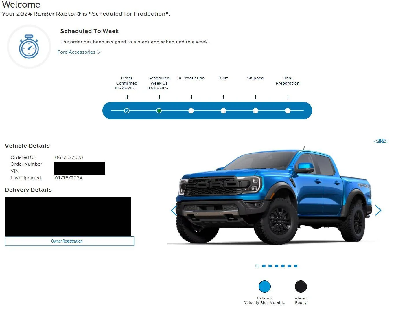 Ford Ranger 2024 Ranger Retail Scheduling (Including Raptor Stock Orders) This Week (1/18/24) for Production Weeks 3/4 - 3/25 Captur