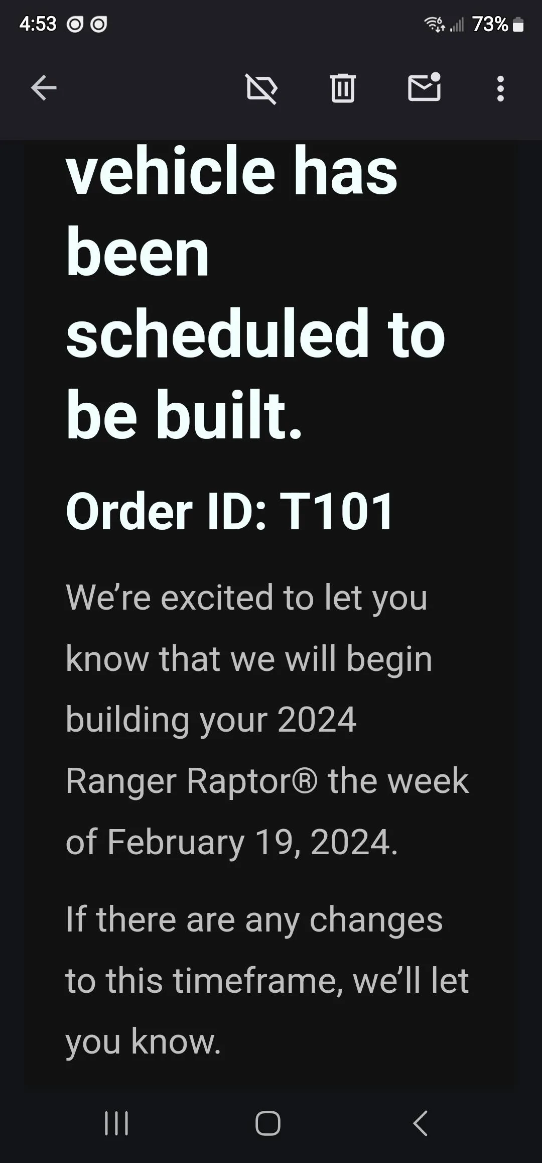 Ford Ranger New confirmation email from Ford Screenshot_20240120_165301_Gmail