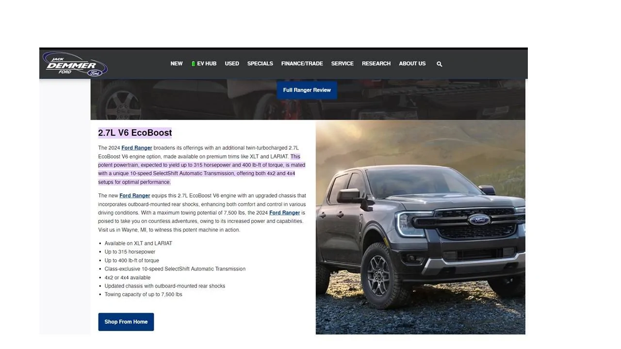 Ford Ranger 2.7L availability Ranger2_7
