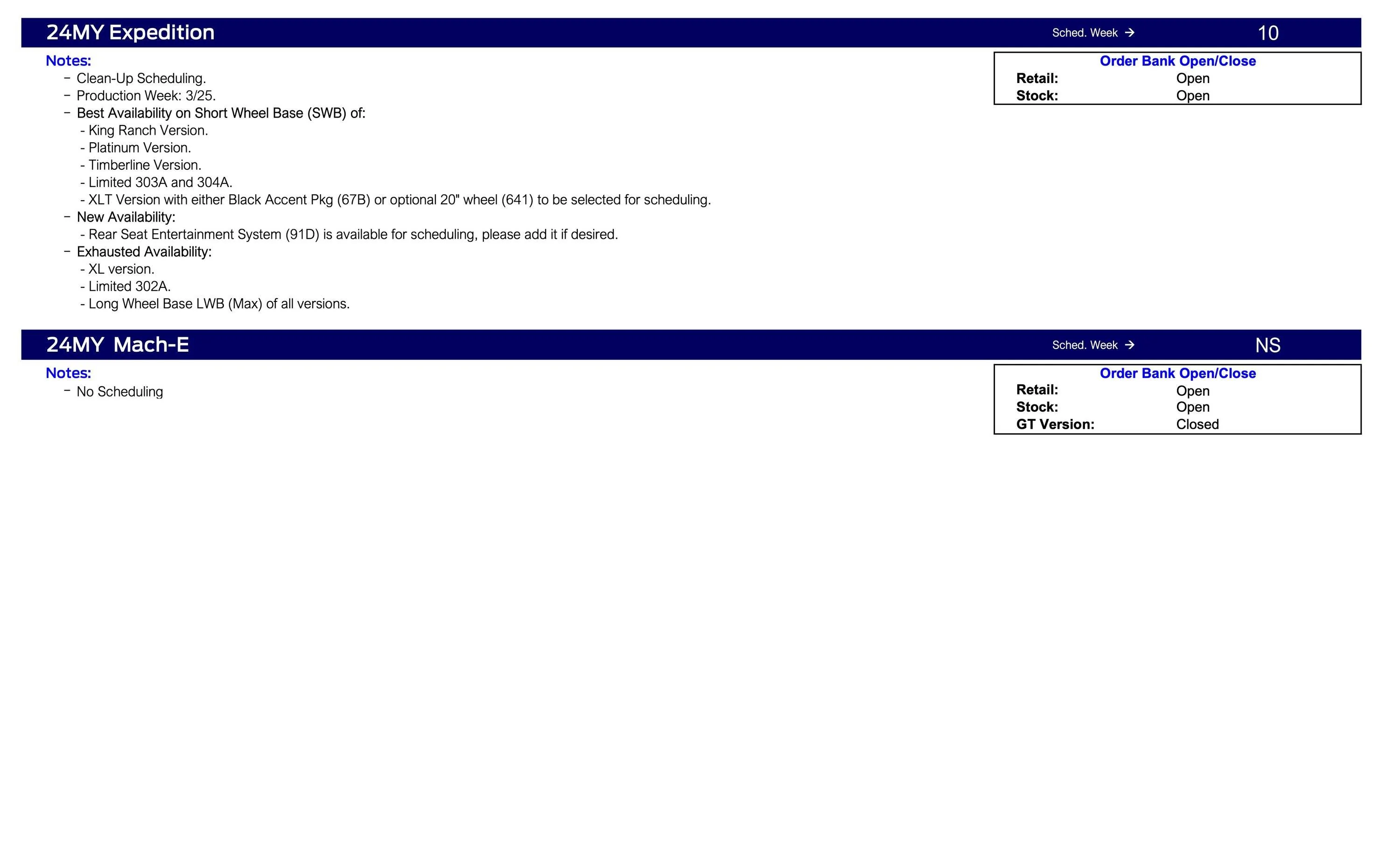 Ford Ranger 2024 Ranger No Scheduling This Week (2/1/24) Ford Scheduling Notes - 1.29.24-4