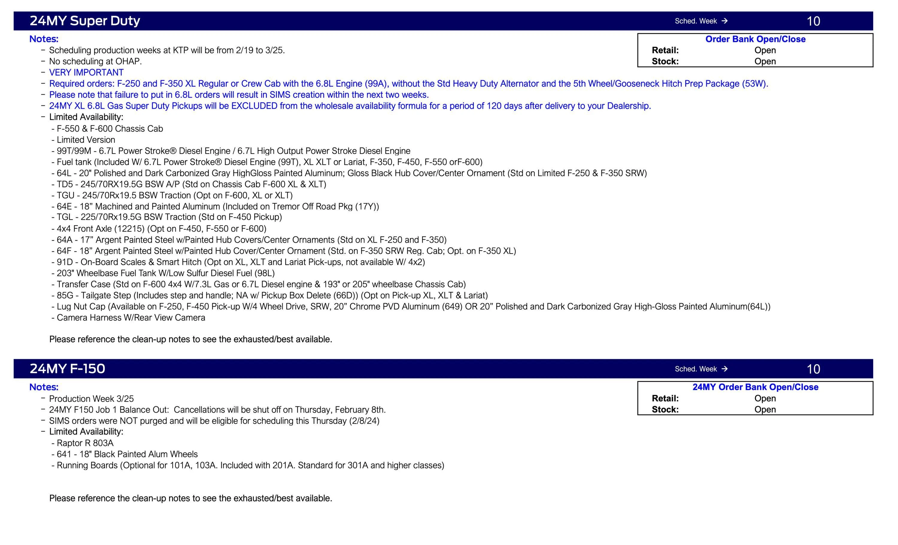Ford Ranger 2024 Ranger No Scheduling This Week (2/8/24) Ford Scheduling Notes - 2.5.24-4
