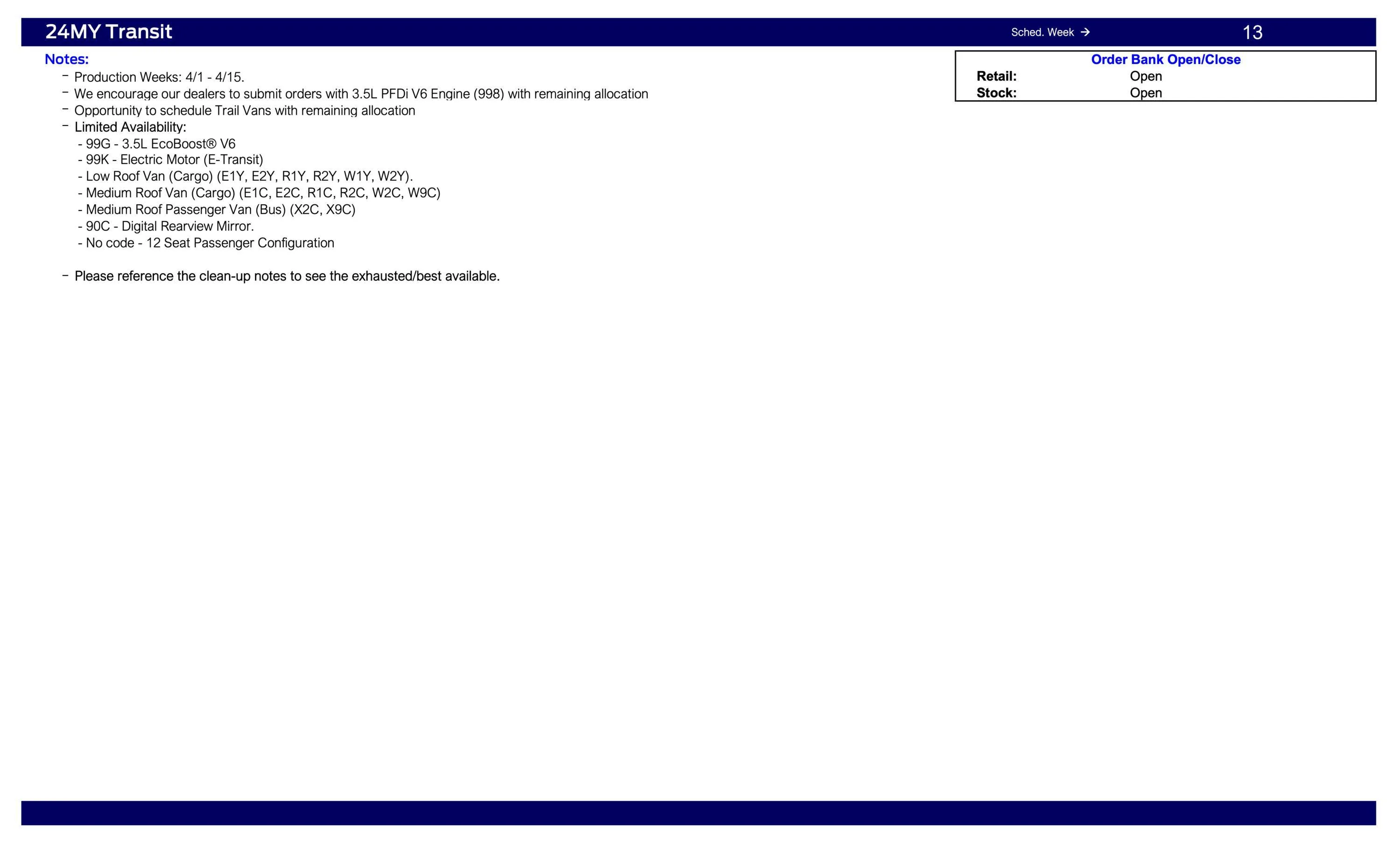 Ford Ranger 2024 Ranger Scheduling This Week (2/22/24) for Production Weeks 4/1 - 4/22 Ford Scheduling Notes - 2.19.24-5