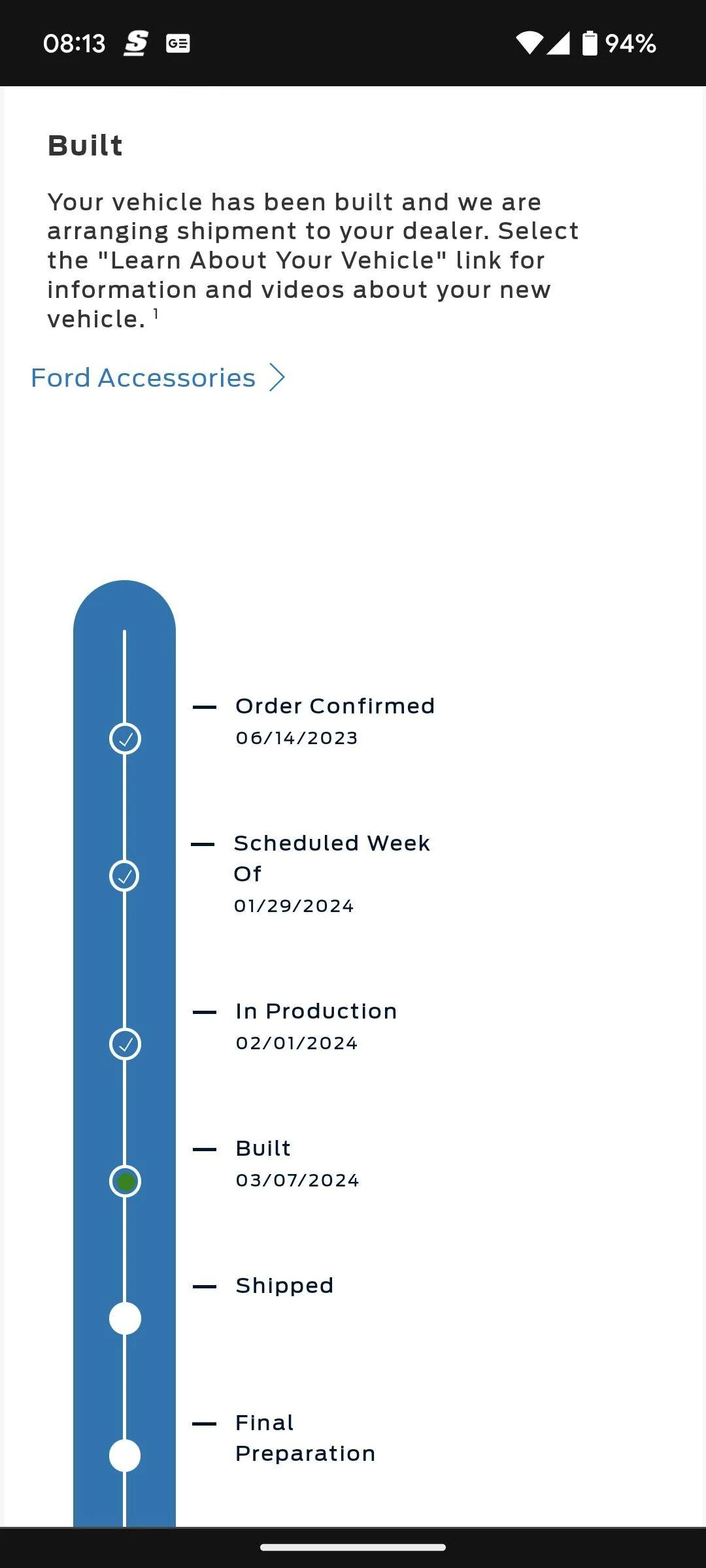 Ford Ranger Order Tracker Status Screenshot_20240308-081316
