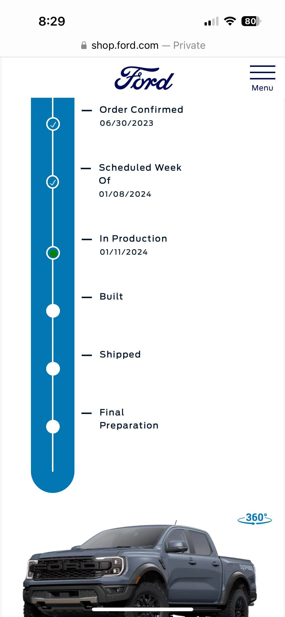 Ford Ranger Order Tracker Status IMG_6294