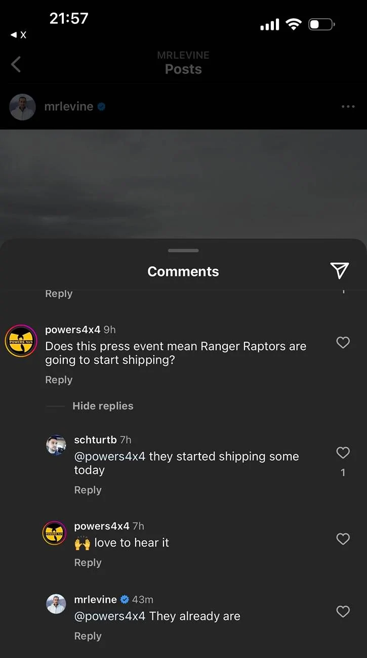 Ford Ranger Mike Levine of Ford confirms Ranger Raptors are shipping. 3914A014-736C-40D0-916C-53B838F7E490