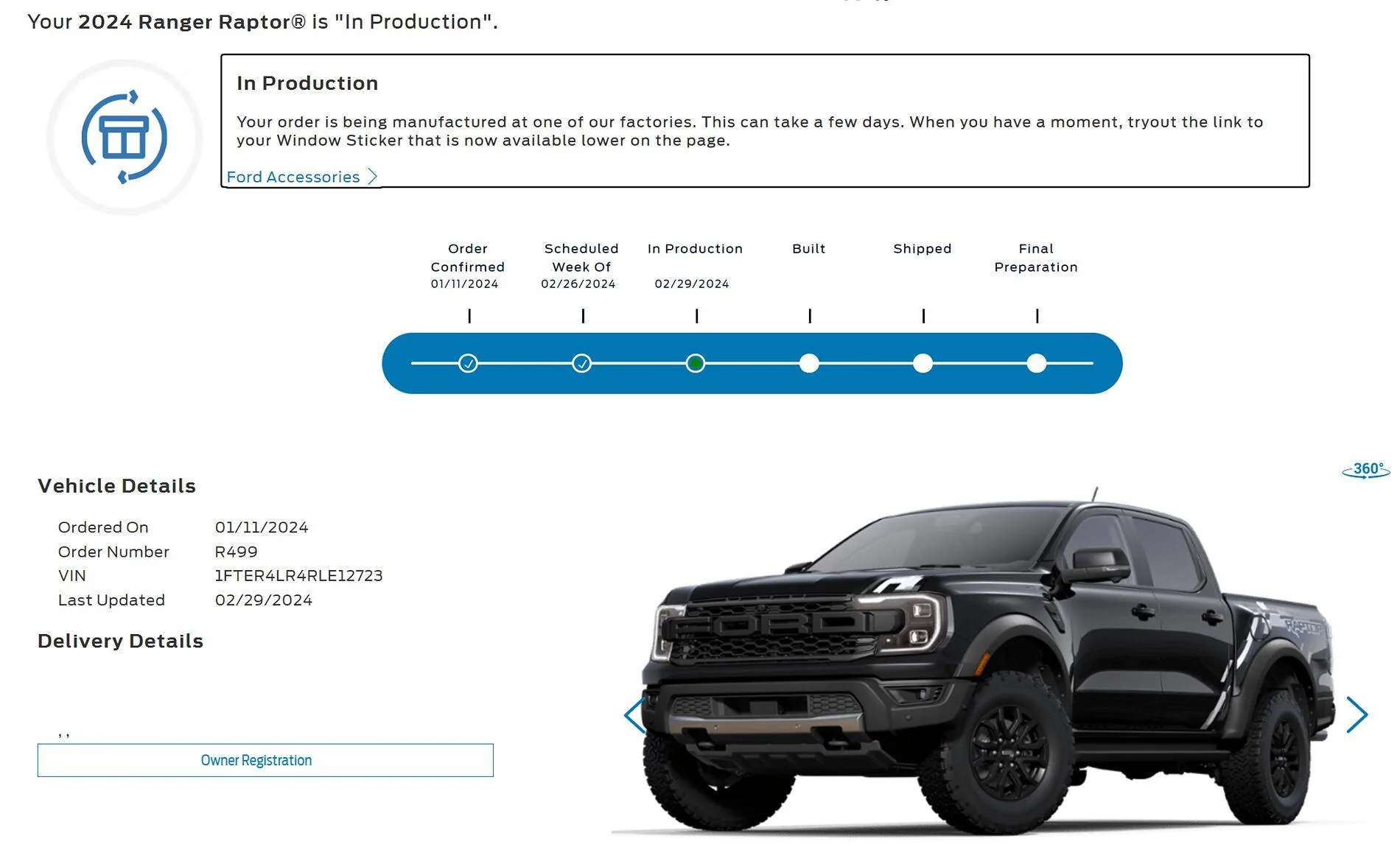 Ford Ranger Ranger Raptor in production but its early? OrderStatus