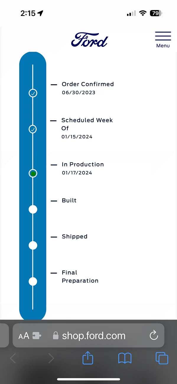 Ford Ranger Order Tracker Status IMG_2020