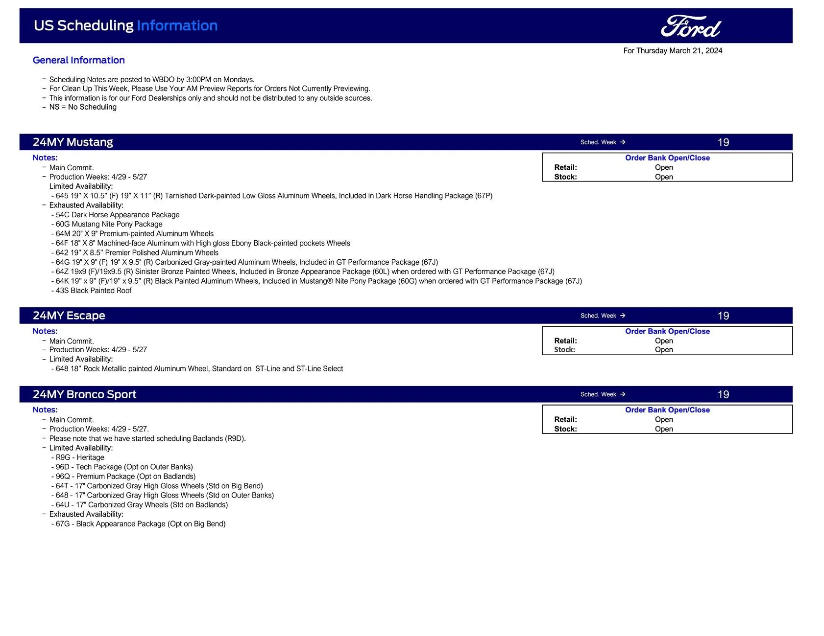 Ford Ranger 2024 Ranger Scheduling This Week (3/21/24) for Production Weeks 4/29 - 5/27 Ford Scheduling Notes - 3.18.24-1
