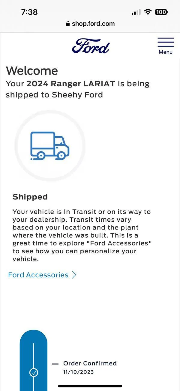 Ford Ranger Order Tracker Status IMG_1677