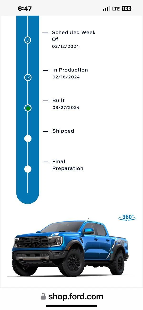 Ford Ranger Order Tracker Status IMG_4283
