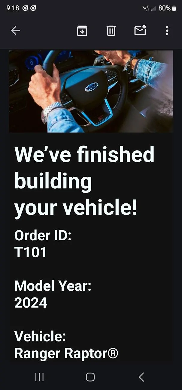 Ford Ranger Poll: Has your Ranger / Ranger Raptor been delivered (or at other stage)?? Screenshot_20240330_091815_Gmail
