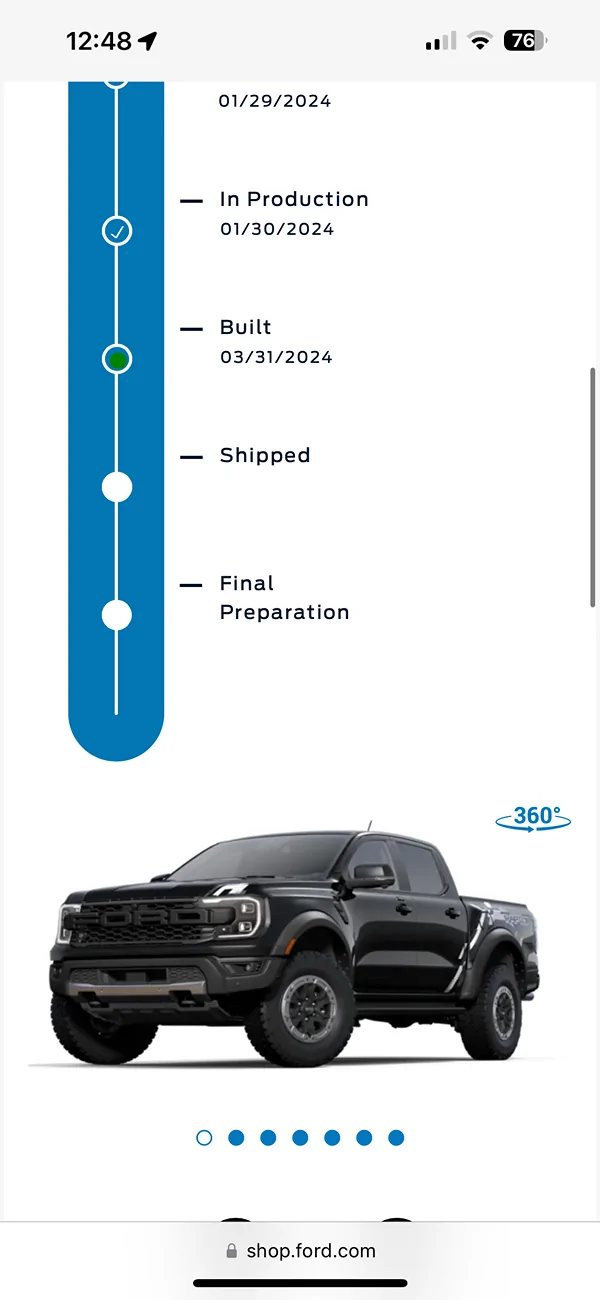 Ford Ranger Order Tracker Status IMG_3930