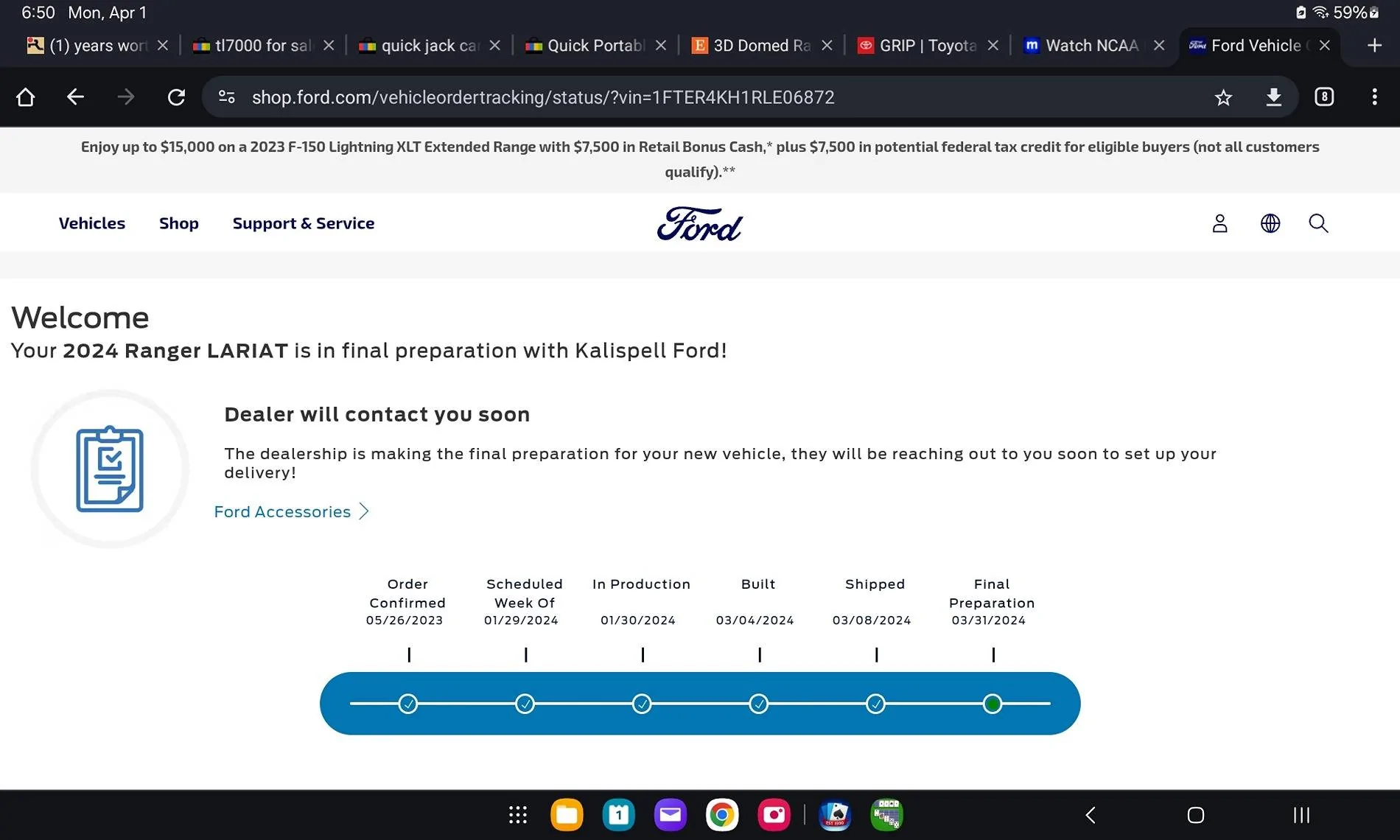 Ford Ranger Order Tracker Status Screenshot_20240401_065057_Chrom