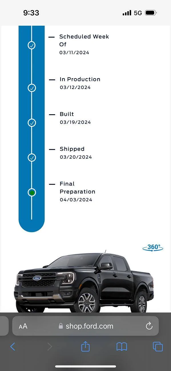 Ford Ranger Order Tracker Status IMG_1480
