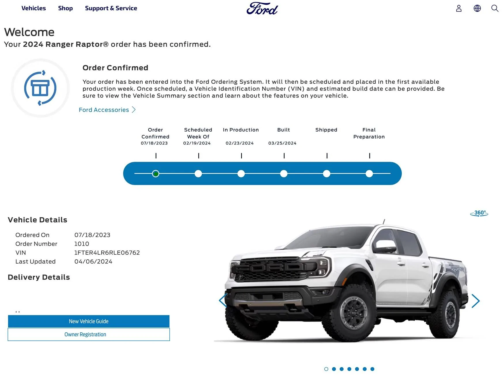 Ford Ranger Order Tracker Status IMG_5647