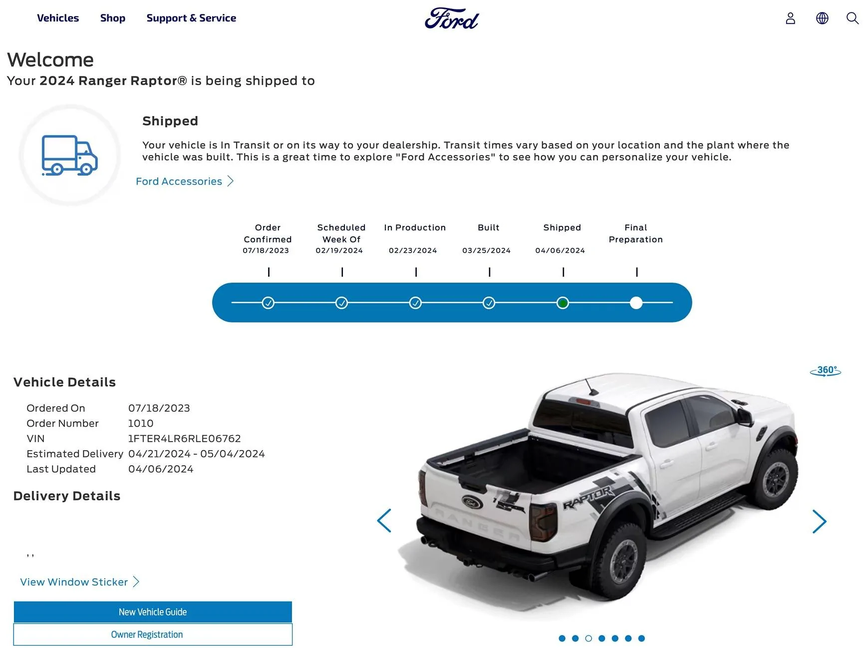 Ford Ranger Order Tracker Status IMG_5648