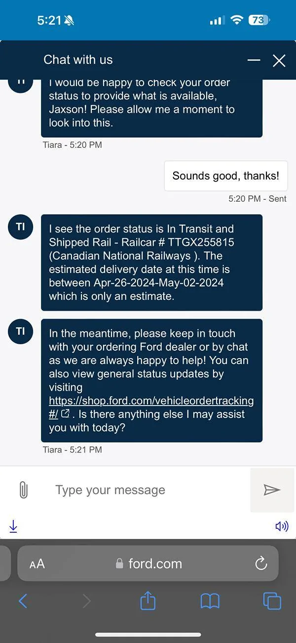Ford Ranger Order Tracker Status IMG_3934