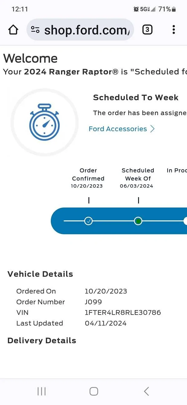 Ford Ranger 2024 Ranger Scheduling This Week (4/18/24) for Production Weeks 6/3 - 6/24 1000004109