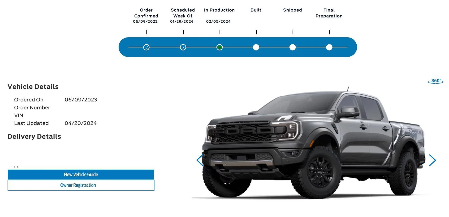 Ford Ranger Order Tracker Status Screenshot 2024-04-20 at 1.49.04 PM