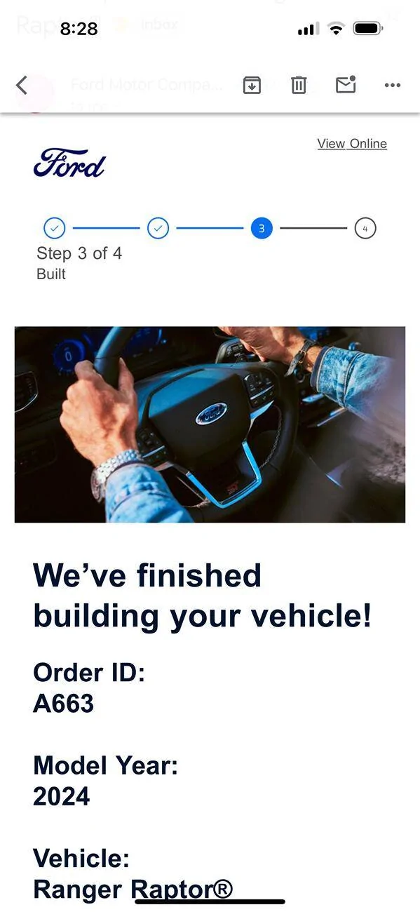 Ford Ranger Order Tracker IMG_5344