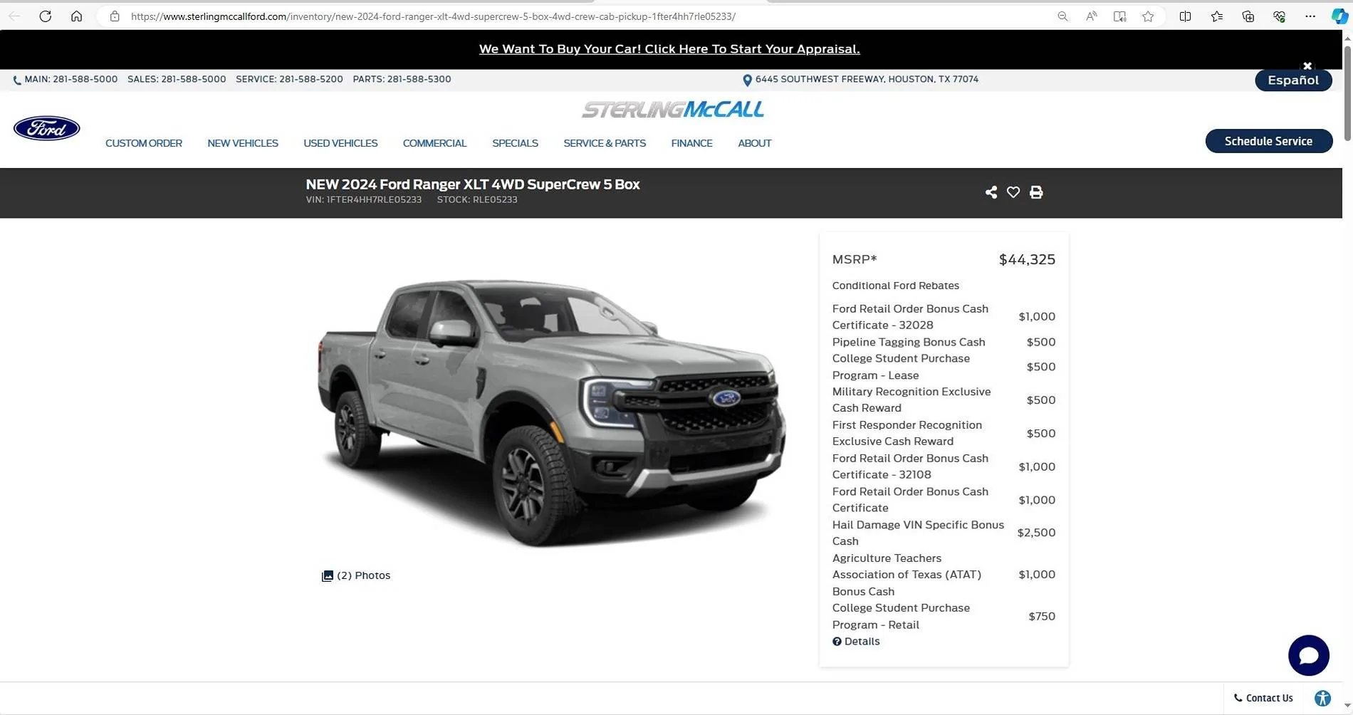 Ford Ranger Order Tracker Status REBATES - LIST TX 32028 32108 other
