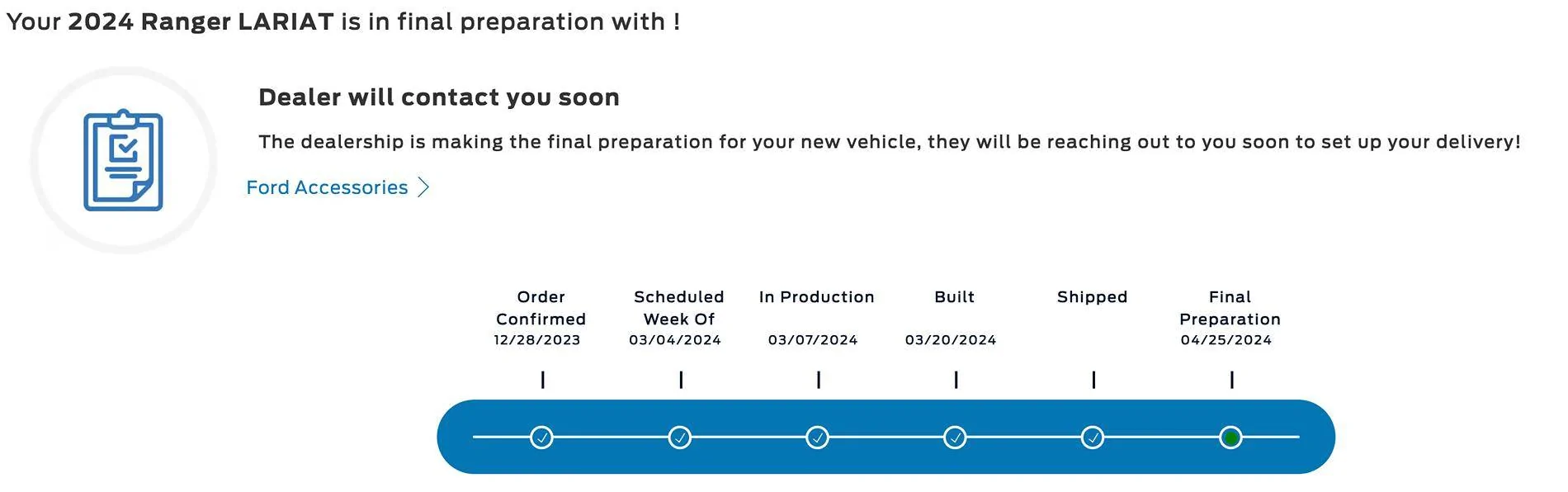 Ford Ranger Order Tracker Status Screenshot 2024-04-25 at 1.20.05 PM