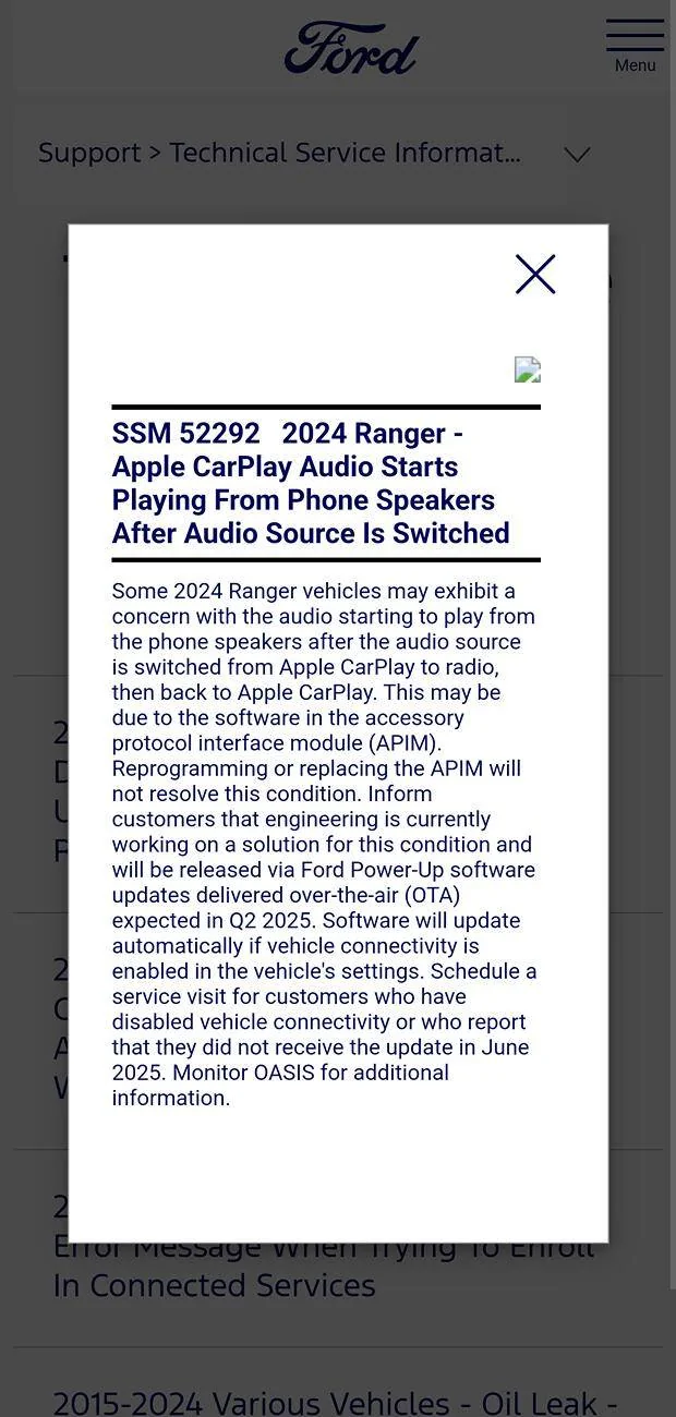 Ford Ranger CarPlay <> iPhone connection issue 1000044542