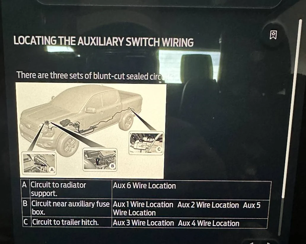 Ford Ranger Auxiliary switch location IMG_2310