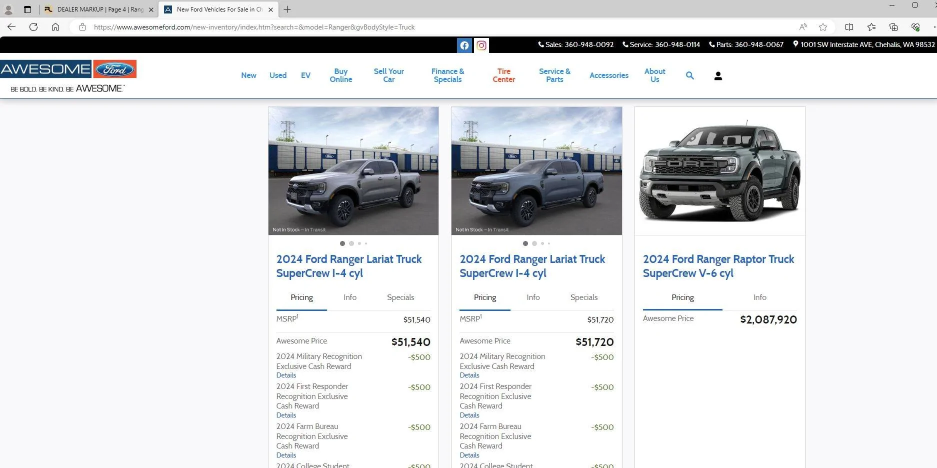 Ford Ranger DEALER MARKUP Ranger