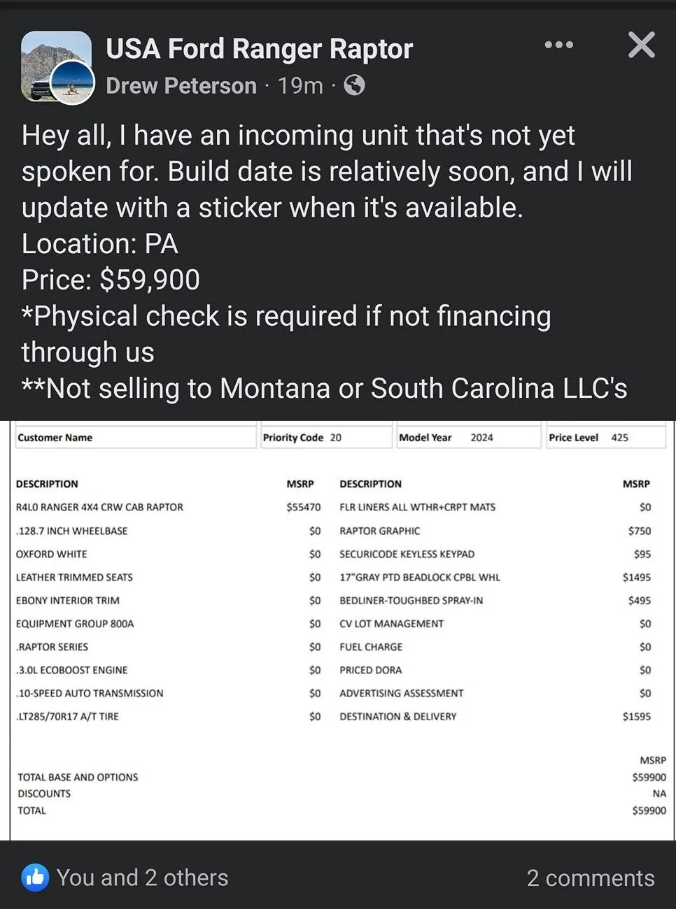 Ford Ranger Open letter to Jim Farley Mr. Over-promise/under-deliver Screenshot_20240508_084249_Facebook