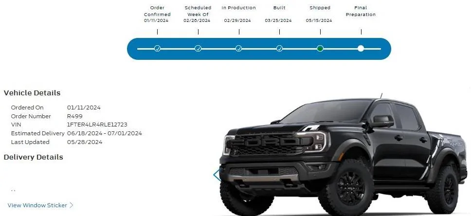 Ford Ranger Article states cosmetic issue with the hood of the 2024 ranger and required a manufacturing change to resolve. 6-6-24